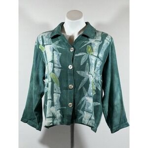Dragonfly Designs Blouse Womens Medium Bamboo Button Front  Long Sleeve